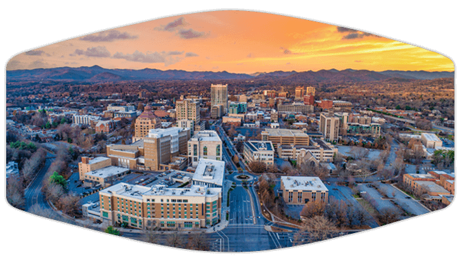 Aerial view of Asheville, NC