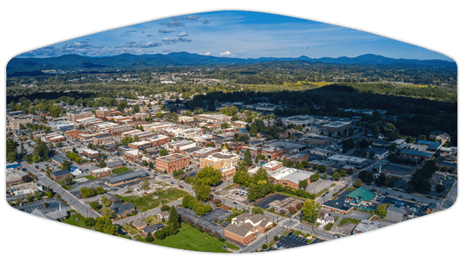 Aerial view of Hendersonville, North Carolina