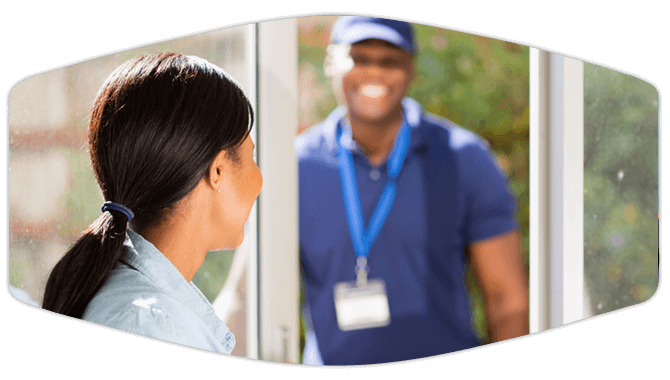 Technician walking in house